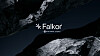 Falkor-logoen vises over en mørk bakgrunn med steinformasjoner.